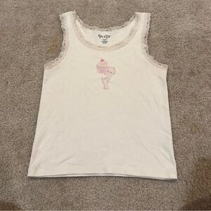 Brandy Melville Cream Tank with Pink Ice Cream Graphic